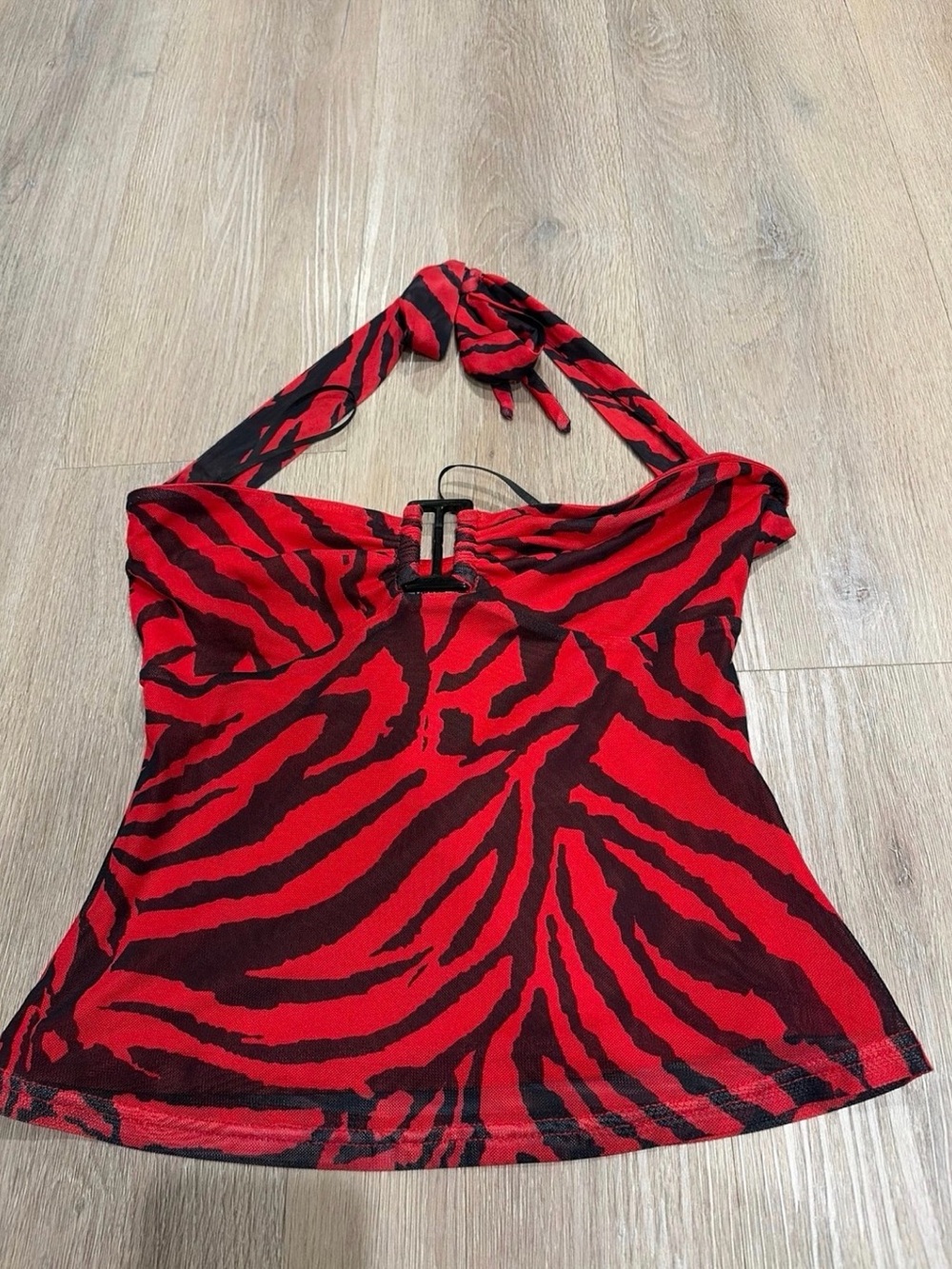 Princess Polly Cielo Red Mesh Zebra Halter Top
